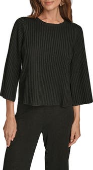 Donna Karan New York Flare Sleeve Rib Top