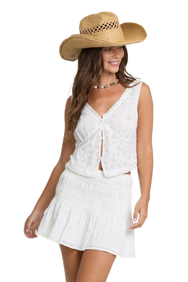 Forever Cotton Eyelet Miniskirt, Alternate, color, SALT CRYSTAL