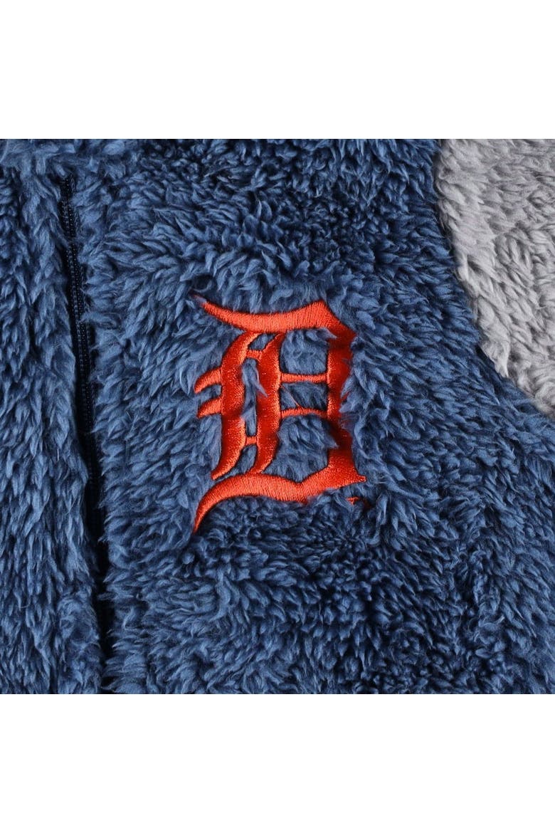 Newborn and Infant Navy/Gray Detroit Tigers Game Nap Teddy Fleece Bunting Full-Zip Sleeper, Alternate, color, Navy