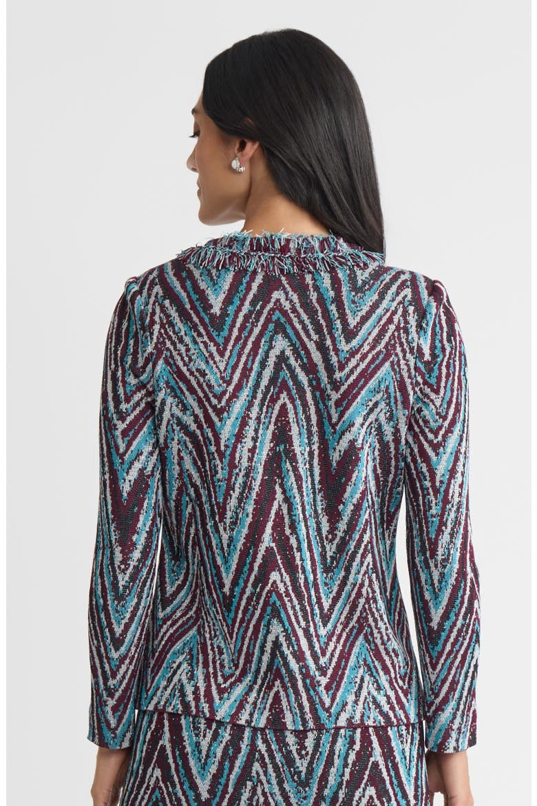 Heritage Lurex Fringe Trim Jacquard Knit Jacket, Alternate, color, Midnight Violet/Nebula