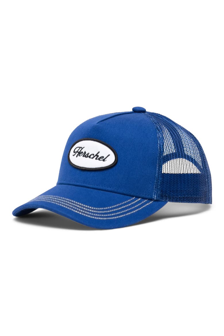 Kids' Whaler Mesh Trucker Hat, Main, color, SODALITE BLUE/WHITE STITCH