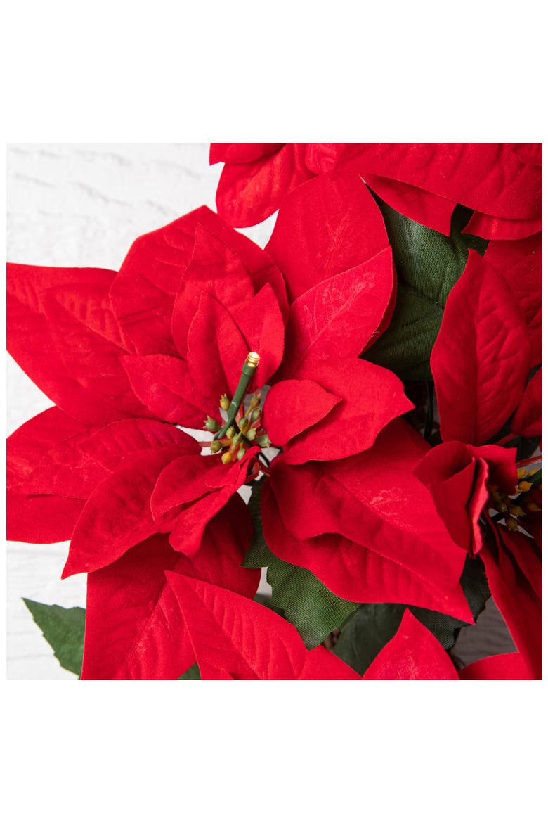 Outdoor Poinsettia Pre Lit Wreath 26", Alternate, color, RED