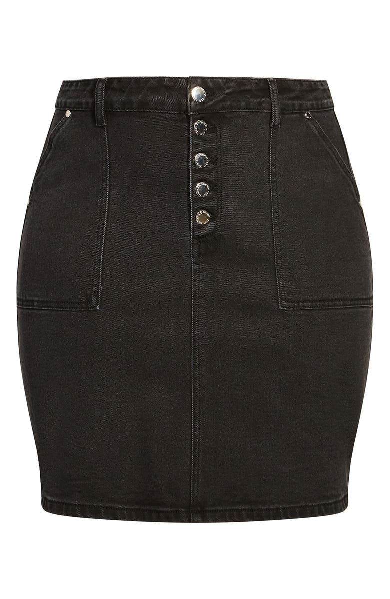 City Chic High Waist Denim Skirt, Alternate, color, 