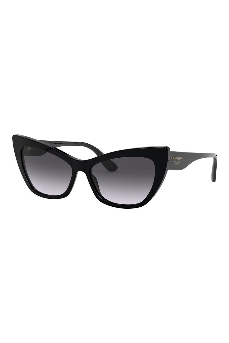 Dolce & Gabbana 56mm Cat Eye Sunglasses, Alternate, color, BLACK