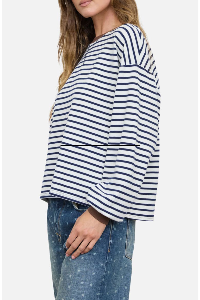 Stripe V-Stitch Long Sleeve Knit Top, Alternate, color, NAVY