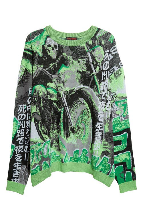 Lu'u Dan Misfit Jacquard Cotton Sweater In Green