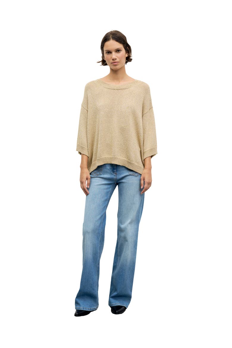 Roella Relaxed Fit Round Neck Sweater, Alternate, color, Gold