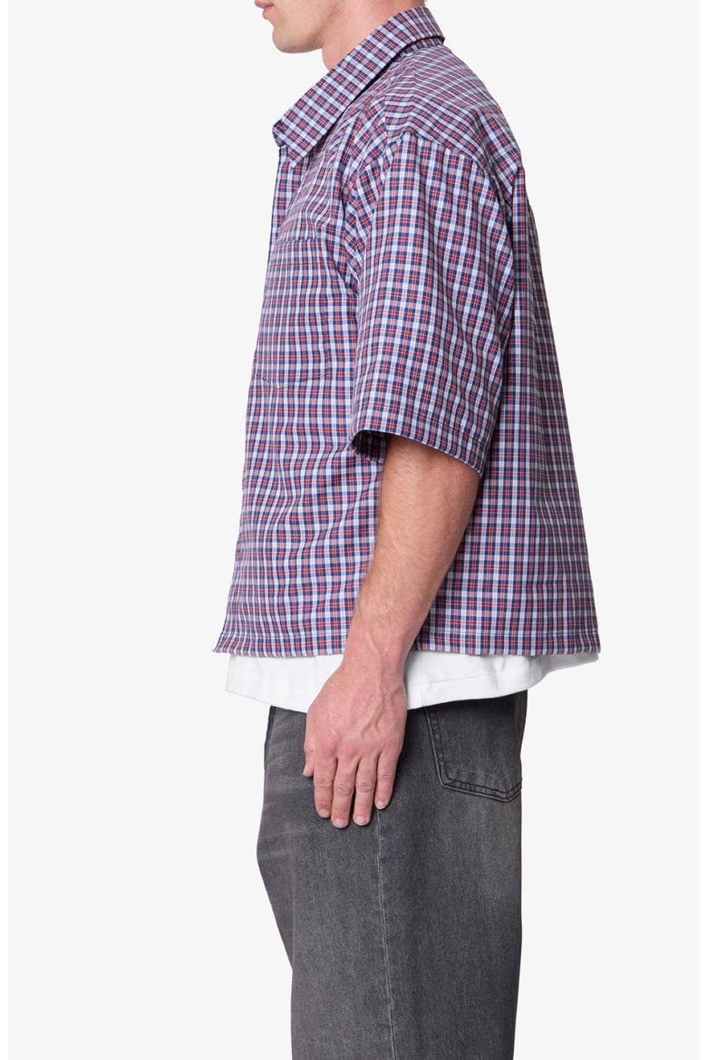 Crispy Plaid Poplin Button-Up Shirt, Alternate, color, RED/ BLUE