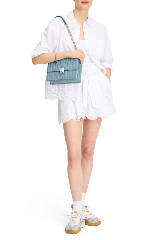 KATE SPADE KATE SPADE NEW YORK DECO QUILTED DENIM SUEDE CONVERTIBLE CHAIN CROSSBODY BAG