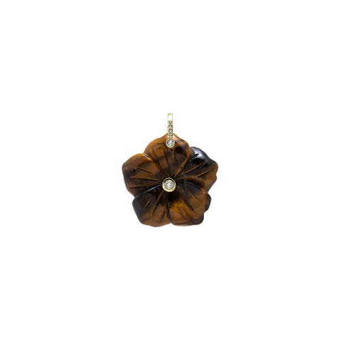 CZ Bezel Natural Stone Flower Charm