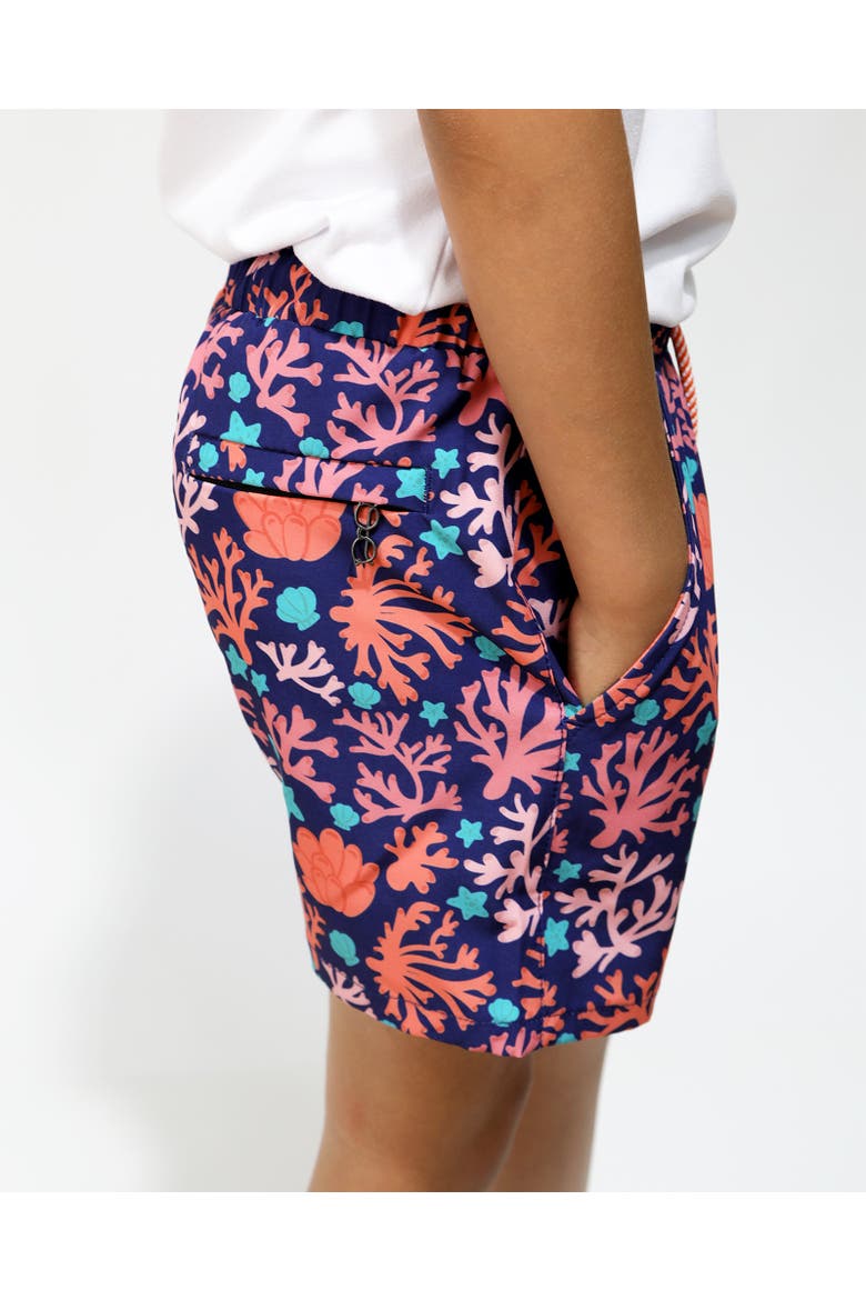 Boy's Swim Shorts, Alternate, color, Dark Blue/Coral