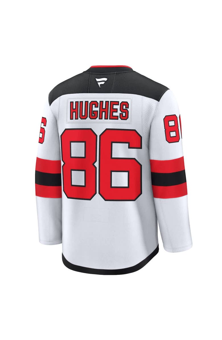 FANATICS Men's Fanatics Jack Hughes White New Jersey Devils Away Premium Jersey, Alternate, color, 