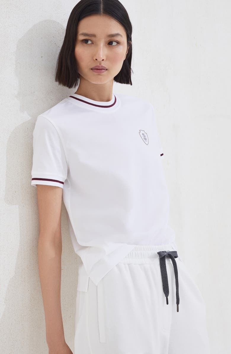 Brunello Cucinelli Jersey T-shirt with logo, Alternate, color, White