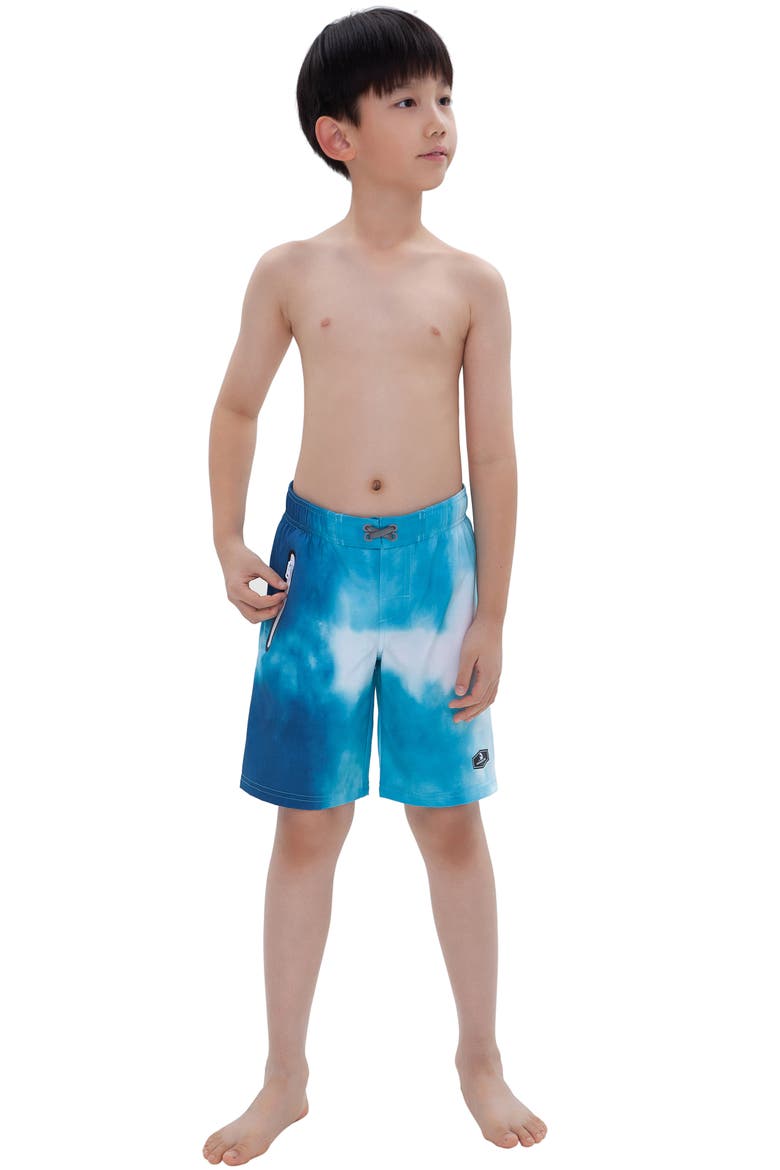 Kids' 4-Way Stretch Swim Trunks with Mesh Lining, Alternate, color, Ocean Wave