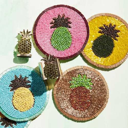 Joanna Buchanan Hand Beaded Coasters In Multi