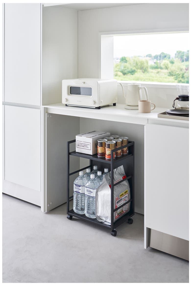 Two Tier Hideaway Storage Cart, Alternate, color, BLACK