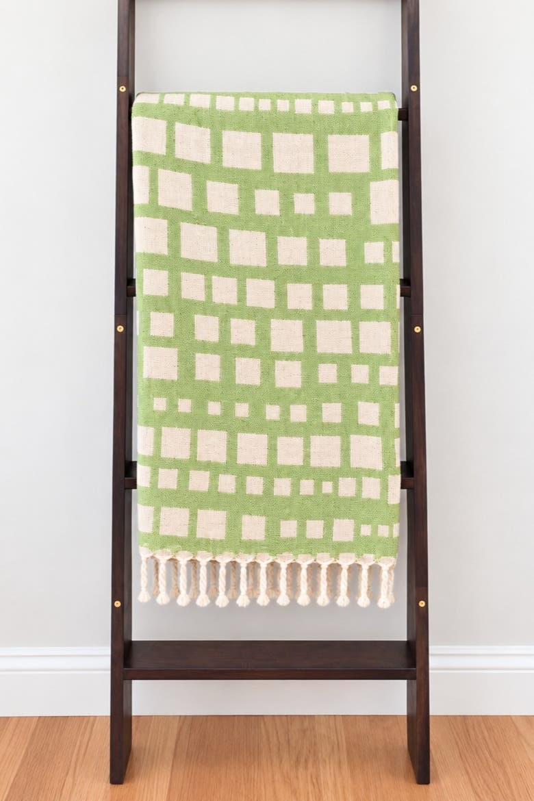 Cubist Reversible Organic Cotton Throw Blanket, Alternate, color, Olive