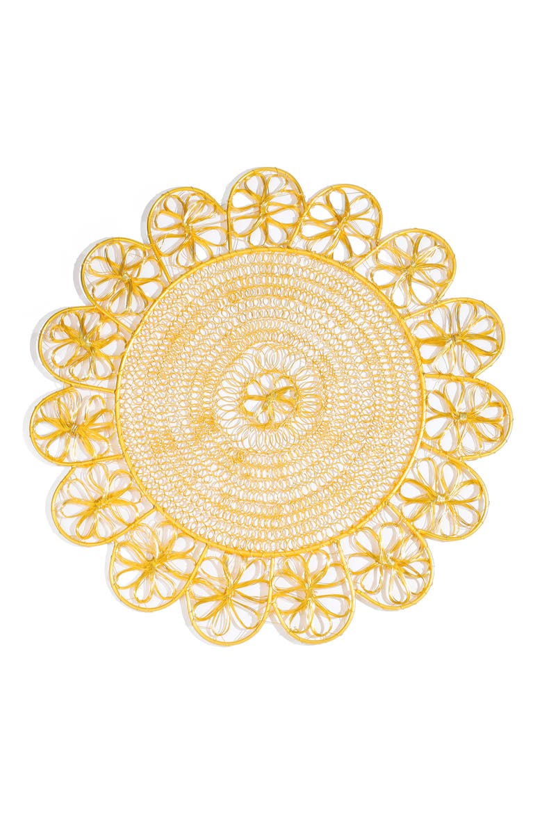 Luxe Lattice Bloom Metal Placemat, Main, color, GOLD