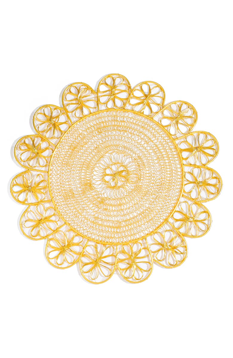 Tiramisu Luxe Lattice Bloom Metal Placemat, Main, color, Gold