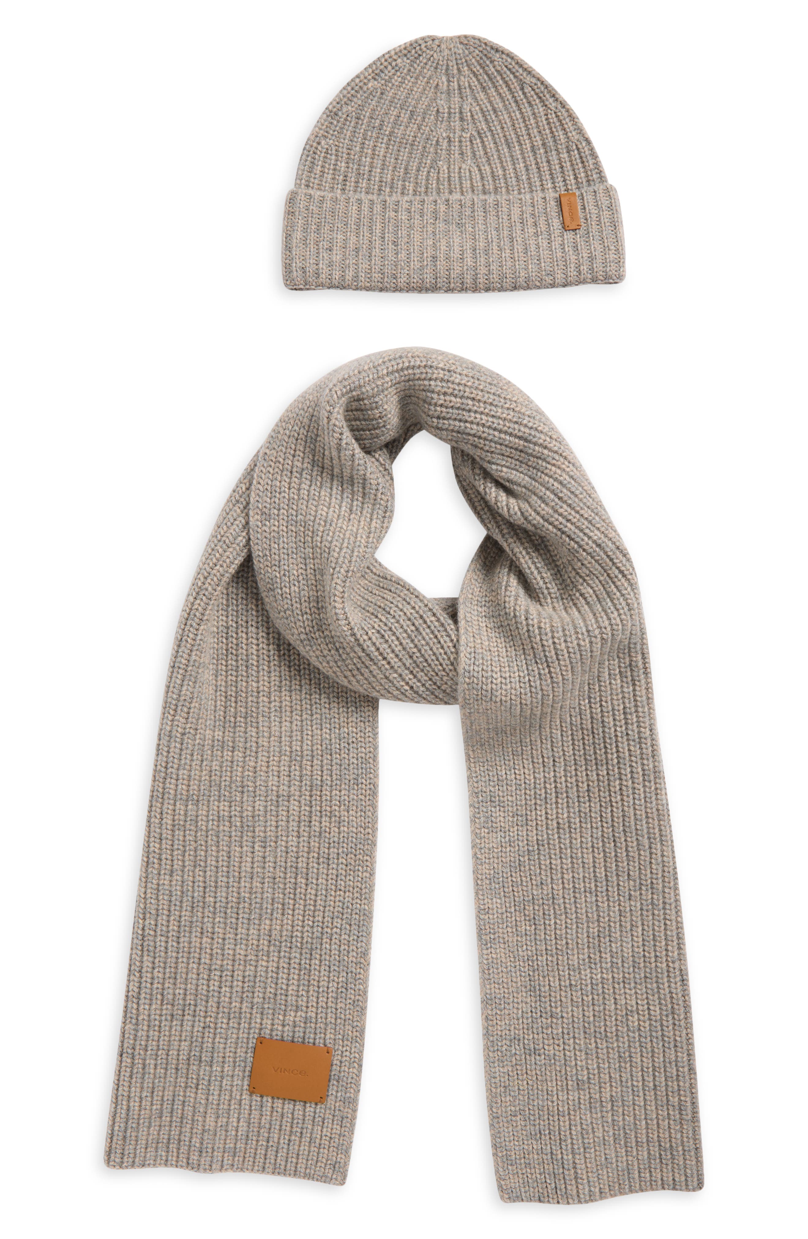 Vince Shaker Knit Cuffed Beanie & Scarf Set