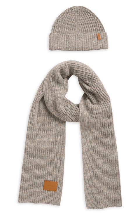 Shaker Knit Cuffed Beanie & Scarf Set