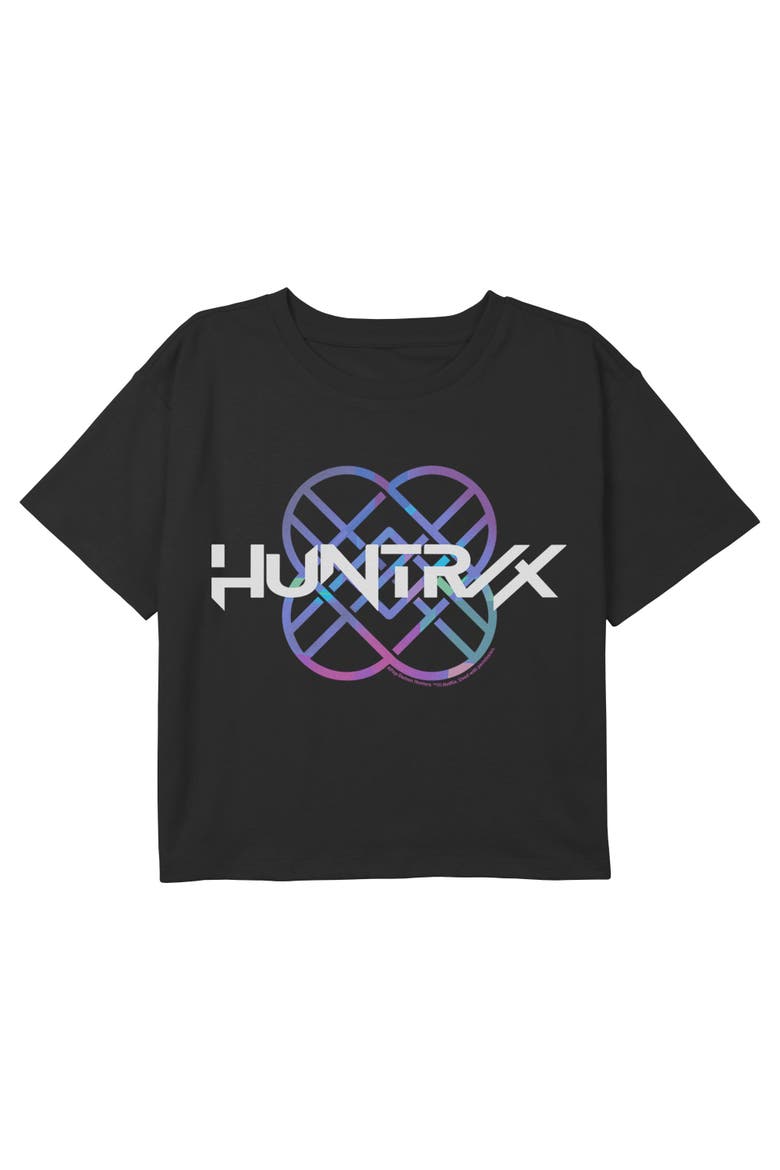 Girl's KPop Demon Hunters Huntrix Holographic Band Logo  Graphic T-Shirt, Main, color, Black