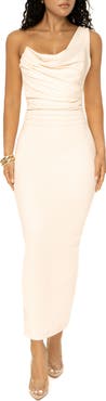 JLUXLABEL Ruched One-Shoulder Maxi Dress