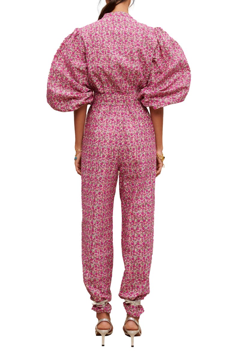 maje Pyad Floral Print Jumpsuit, Alternate, color, Imprime Fleurs Brodees Fuchsia