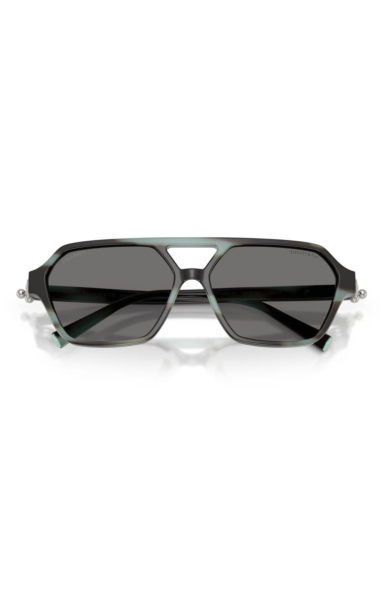 Tiffany & Co. Polarized 58mm Square Sunglasses, Alternate, color, Striped Black Tiffany / Grey