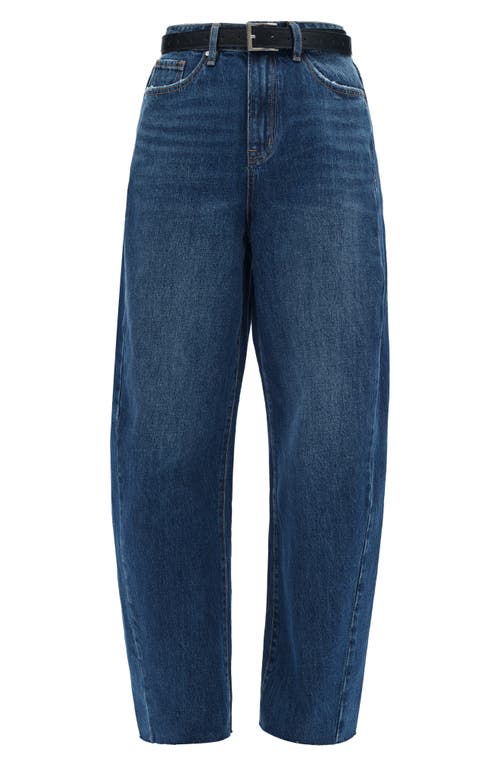 Bayeas Raw Hem Super High Waist Barrel Jeans In Blue
