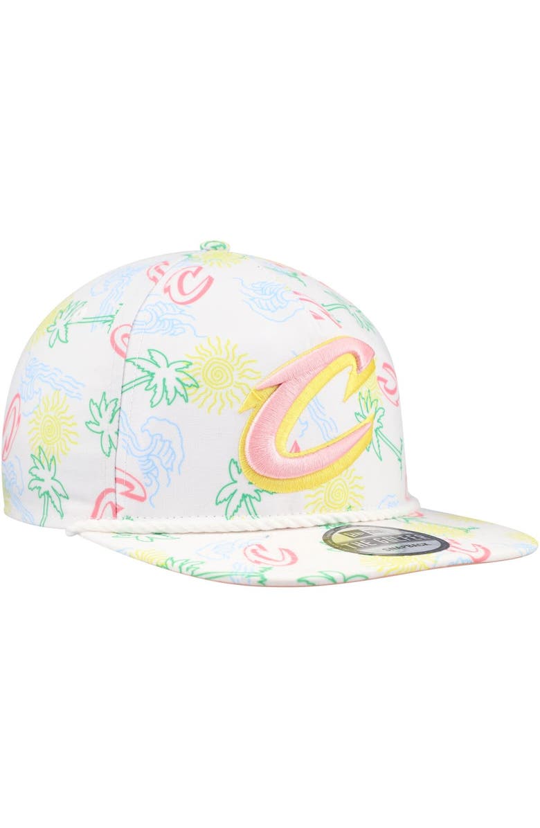 New Era Men's New Era White Cleveland Cavaliers Palm Trees and Waves Golfer Adjustable Hat, Alternate, color, White