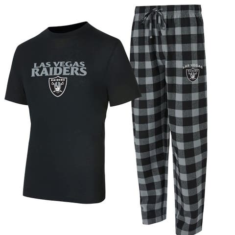 Men's Concepts Sport Black/Silver Las Vegas Raiders Avondale T-Shirt & Flannel Pants Set