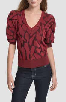 DKNY Texture Puff Sleeve Sweater