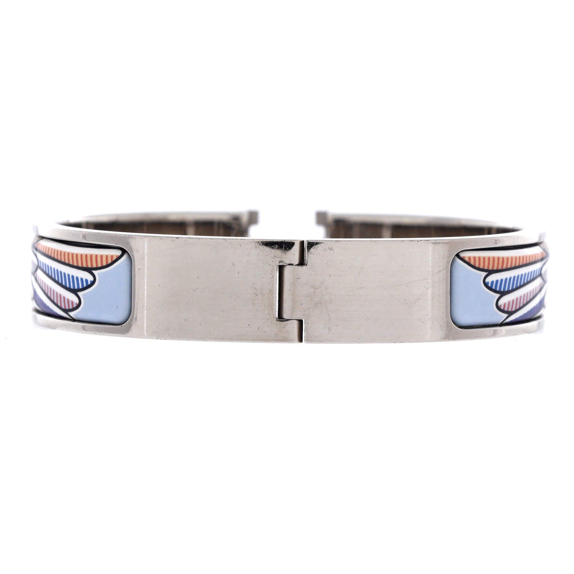 Clic H Bracelet Printed Enamel Narrow, Alternate, color, Blue