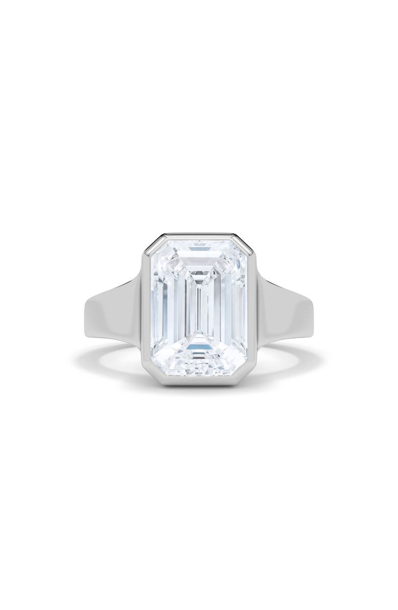 HauteCarat Emerald Cut Cigar Lab Created Diamond Ring, Alternate, color, 2.00Ctw 18K White Gold