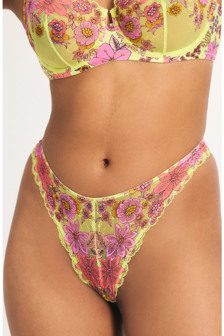 Mod Poppy Brazilian Panties, Main, color, SUNNY LIME FLORAL PLAY LACE