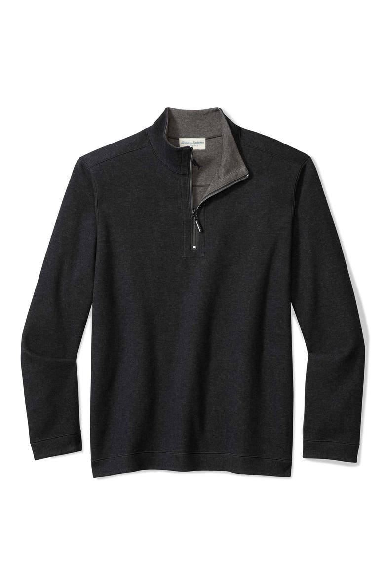 Flipview Reversible Half Zip Pullover, Main, color, BLACK HEATHER