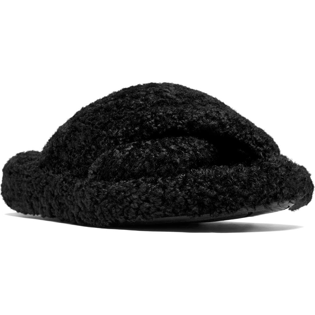 FitFlop iQushion High Pile Fleece Slipper in All Black
