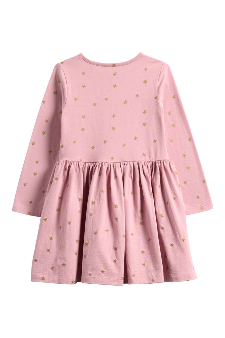 Kids' Carousel Appliqué Long Sleeve Cotton Dress, Alternate, color, VINTAGE PINK CAROUSEL