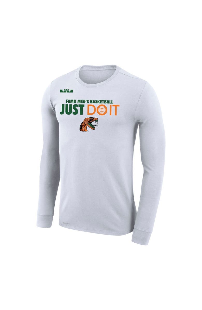 NIKE X LEBRON JAMES Men's Nike x LeBron James White Florida A&M Rattlers Legend Performance Long Sleeve T-Shirt, Alternate, color, 