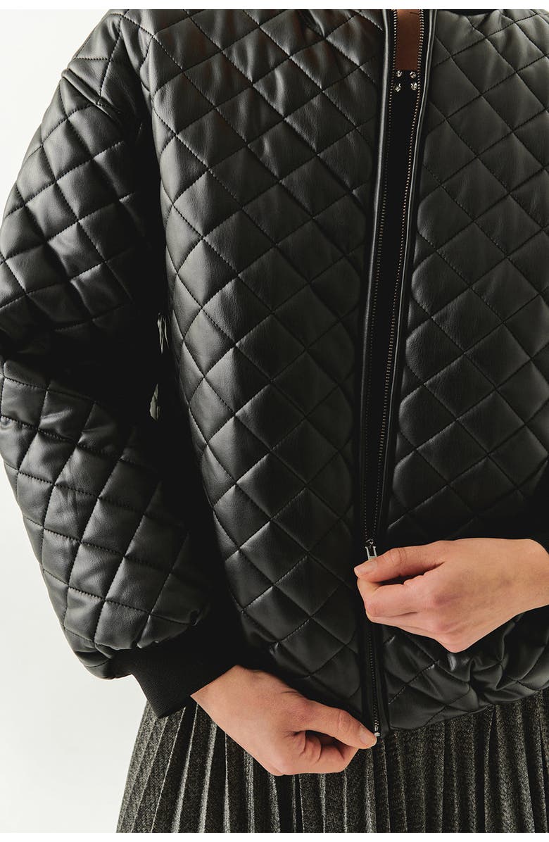 Exquise Dulce Quilted Faux Leather Jacket, Alternate, color, Black