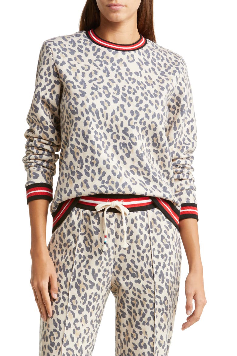 Cheetah Stripe Cotton Blend Lounge Sweatshirt, Main, color, CHEETAH