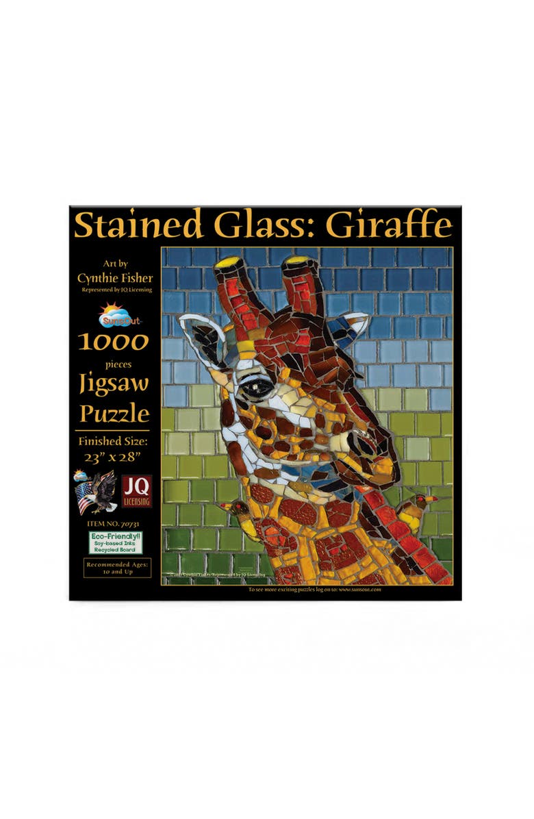 Sunsout Stained Glass Giraffe 1000 piece Jigsaw Puzzle for Adults, Alternate, color, Multicolor