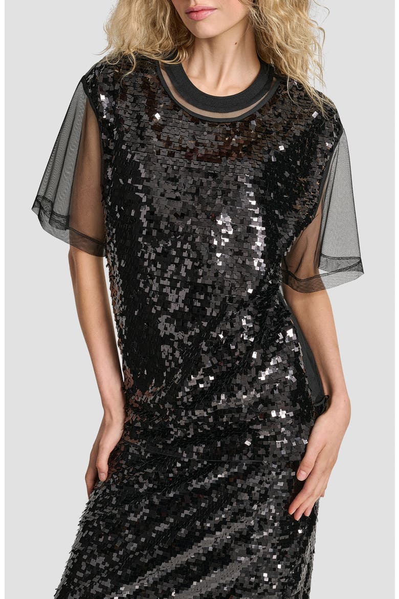 Layered Mesh Sequin Top, Alternate, color, BLACK