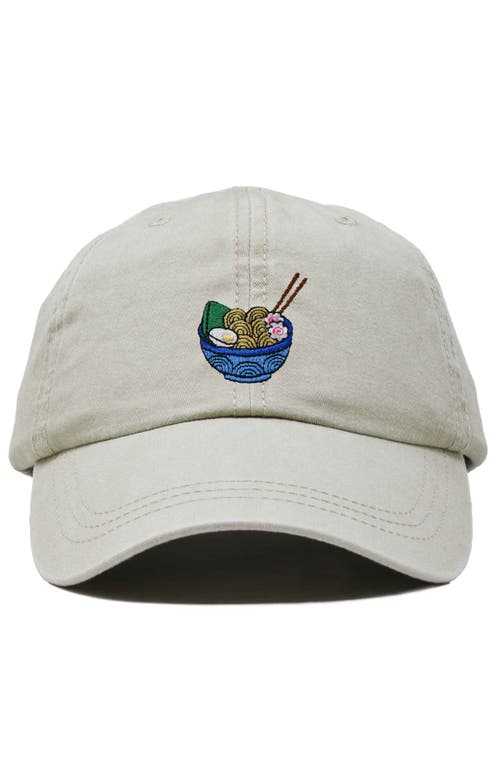 Dalix Noodles Embroidered Casual Cap In Washed Stone White