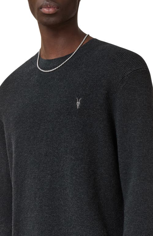 Allsaints Oversize Cotton & Wool Waffle Crewneck Sweater In Gray