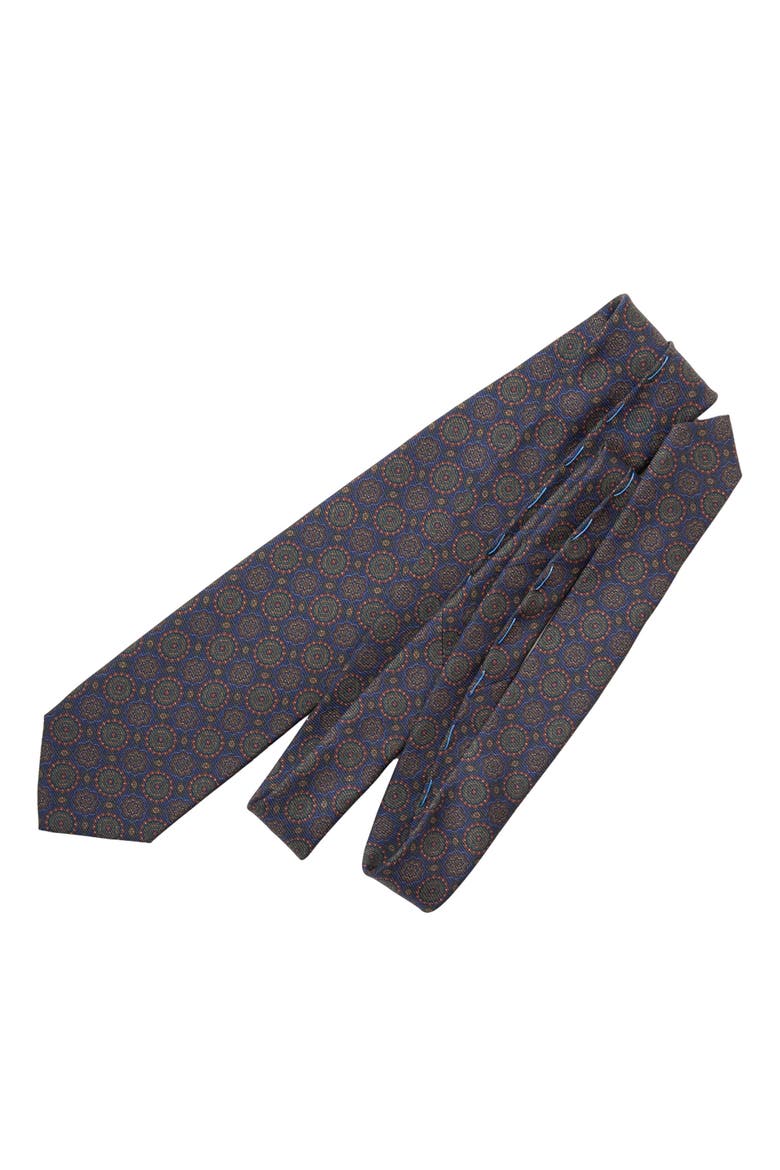 Moretti - Extra Long Printed Silk Tie for Men, Alternate, color, Navy and Green