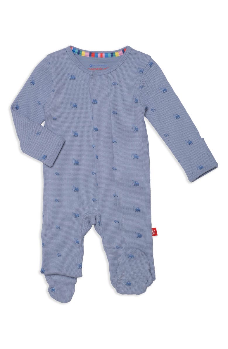 Magnetic Me Truck Print Waffle Magnetic Footie, Main, color, 