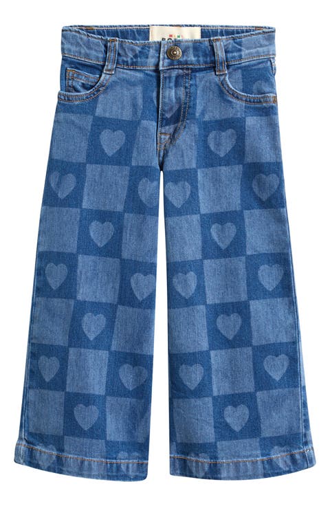 Kids' Heart Print Wide Leg Jeans (Toddler)