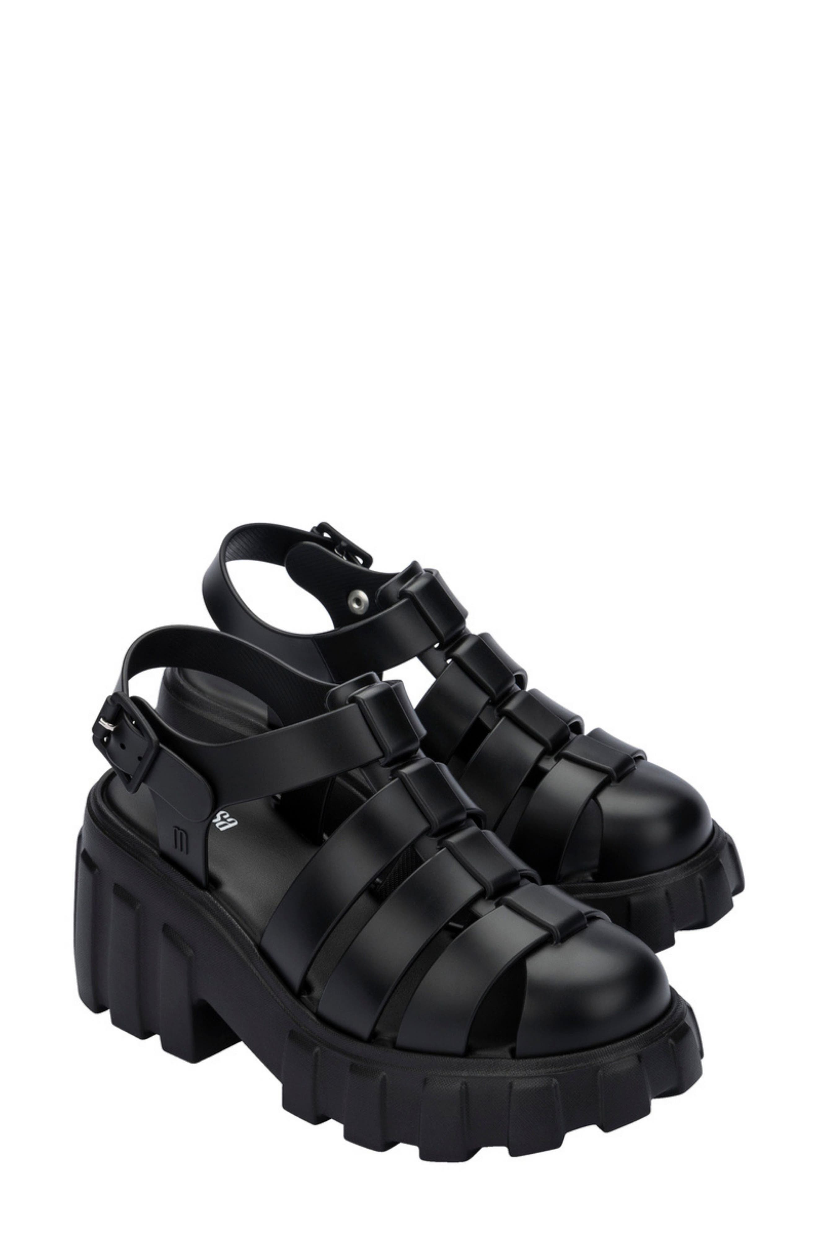 Melissa Megan Platform Fisherman Sandal, Main, color, Black